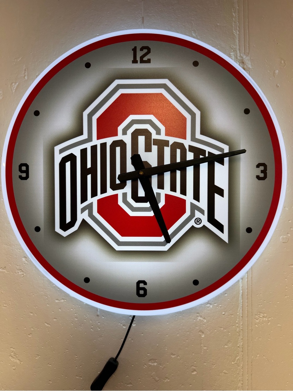 Ohio State Red and White Wall Clock by